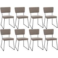 Kit 08 Cadeiras Estofada Base De Aço Allana L02 Bouclê Bege - 1