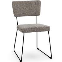 Kit 08 Cadeiras Estofada Base De Aço Allana L02 Bouclê Bege