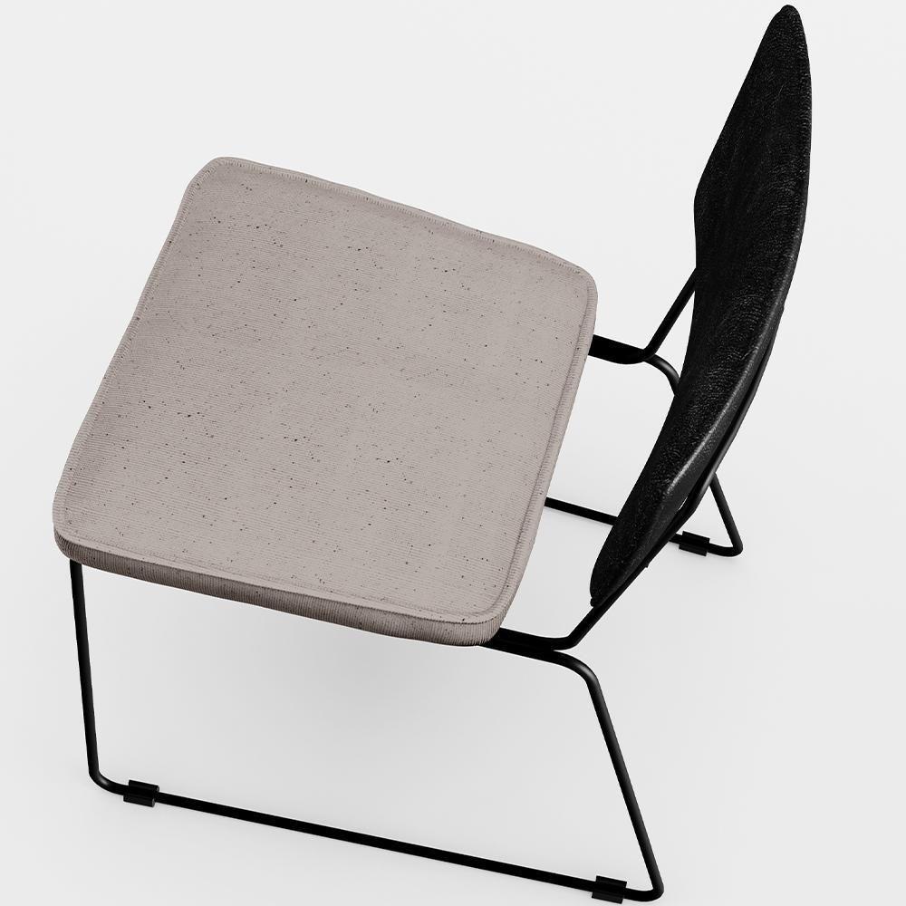 Kit 04 Cadeiras Estofada L02 Couríssimo Preto Linho Bege - 3