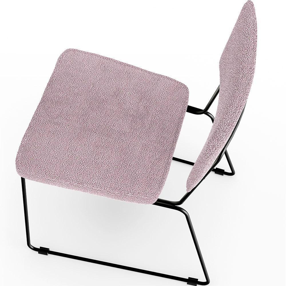 Kit 08 Cadeiras Estofada Base De Aço Allana L02 Bouclê Rosê - 3