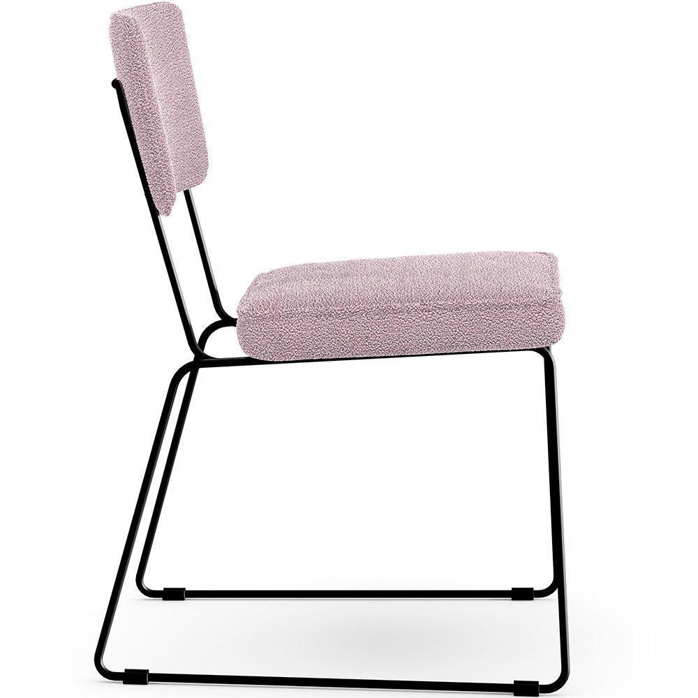 Kit 08 Cadeiras Estofada Base De Aço Allana L02 Bouclê Rosê - 4