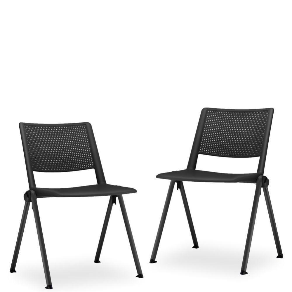 Kit 02 Cadeiras Fixa Base Preta Empilhável Up F02 Preto - 1