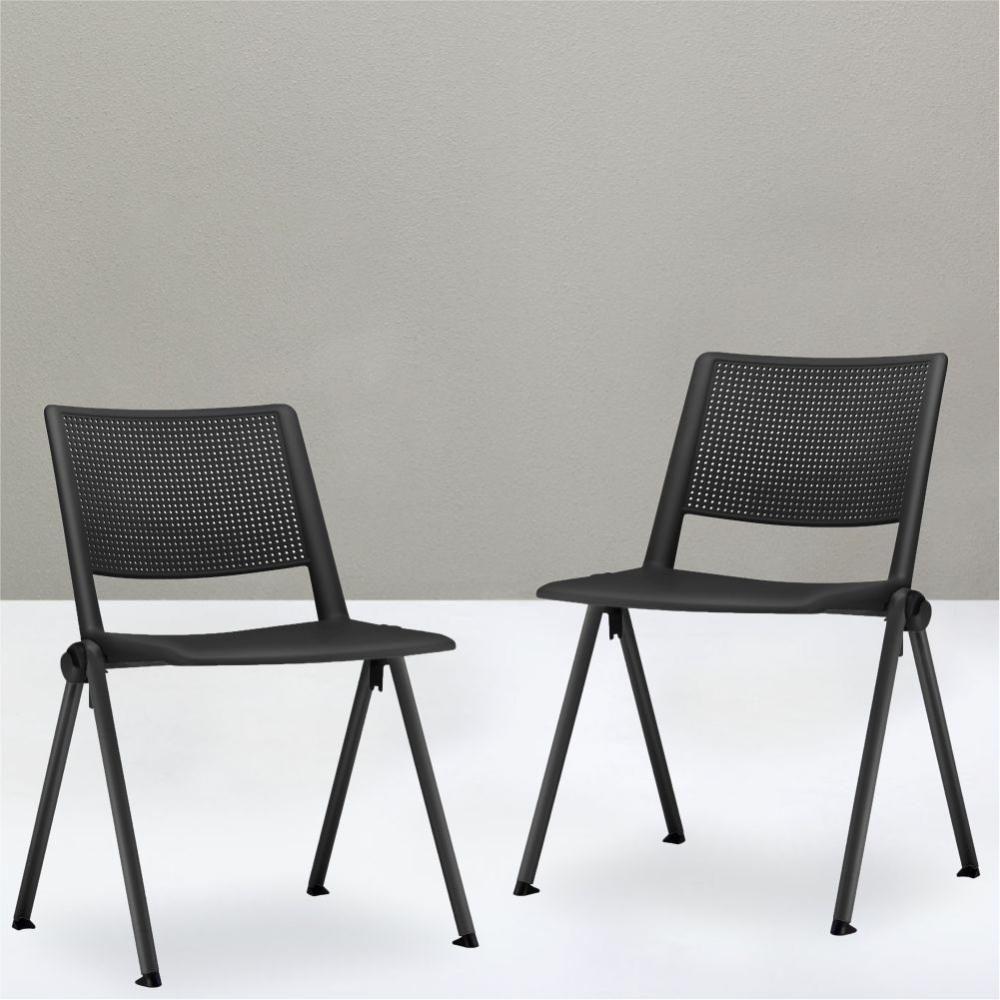 Kit 02 Cadeiras Fixa Base Preta Empilhável Up F02 Preto - 4