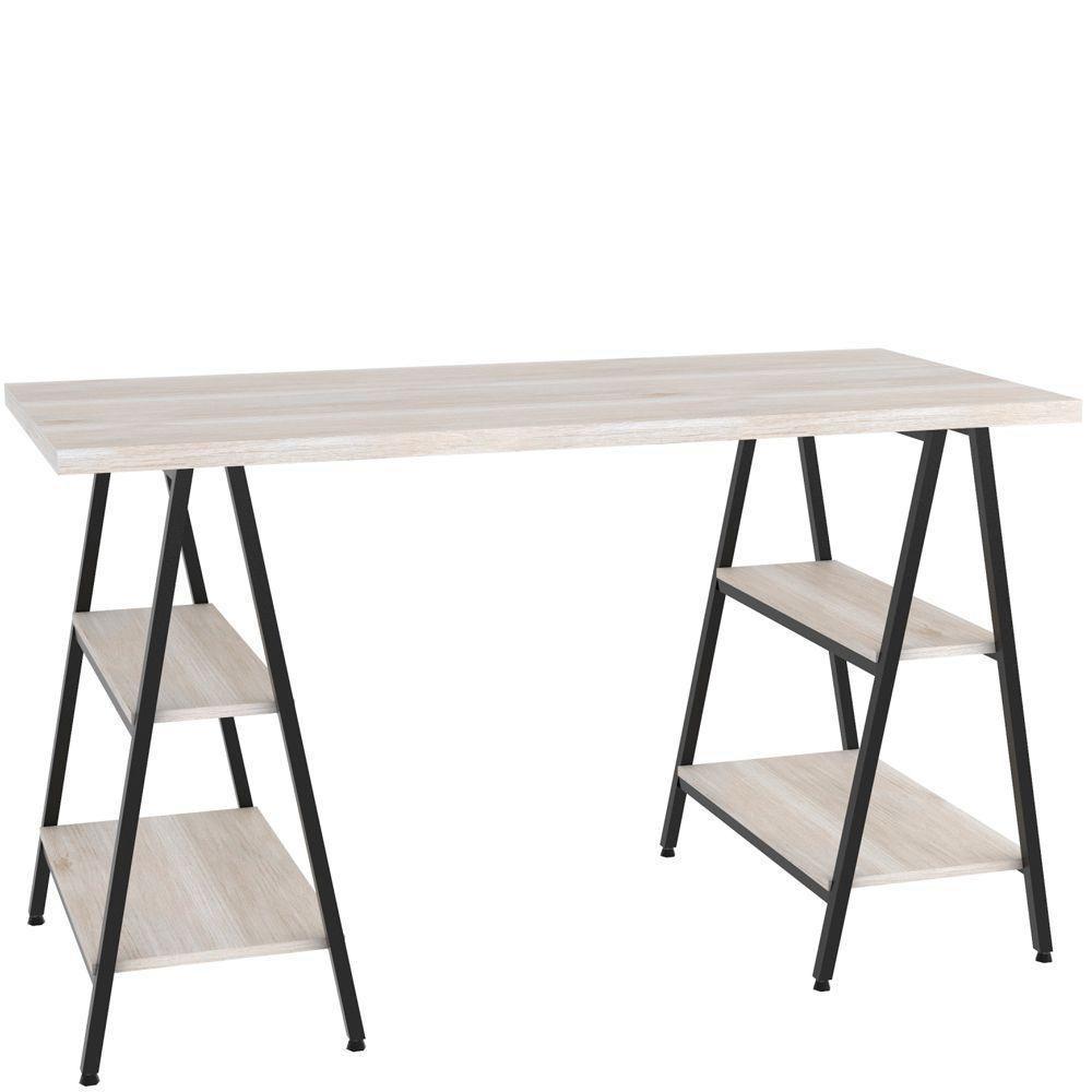 Mesa Para Escritório Estilo Industrial Cavalete 135cm Snow - 3