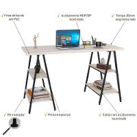 Mesa Para Escritório Estilo Industrial Cavalete 135cm Snow