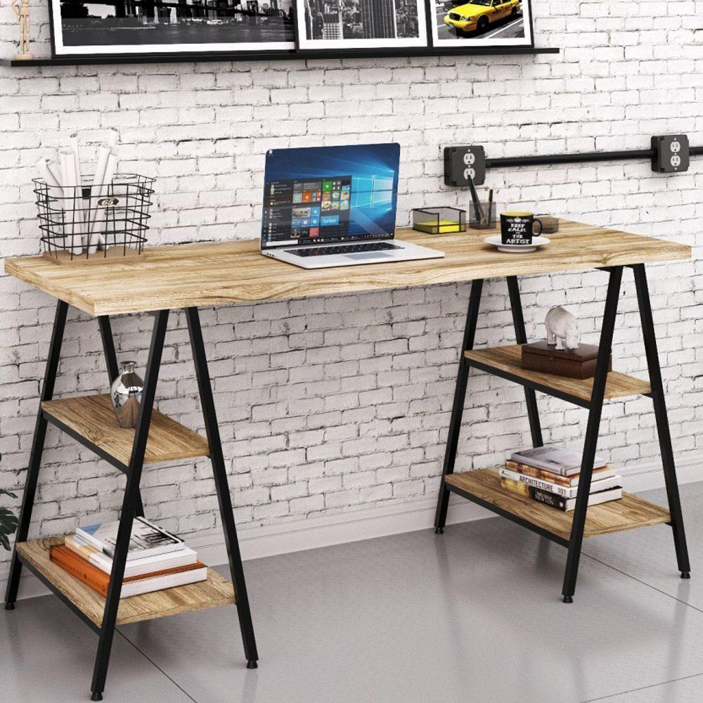 Mesa Para Escritório Estilo Cavalete 150cm Carvalho - 5