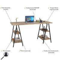Mesa Para Escritório Estilo Cavalete 150cm Carvalho