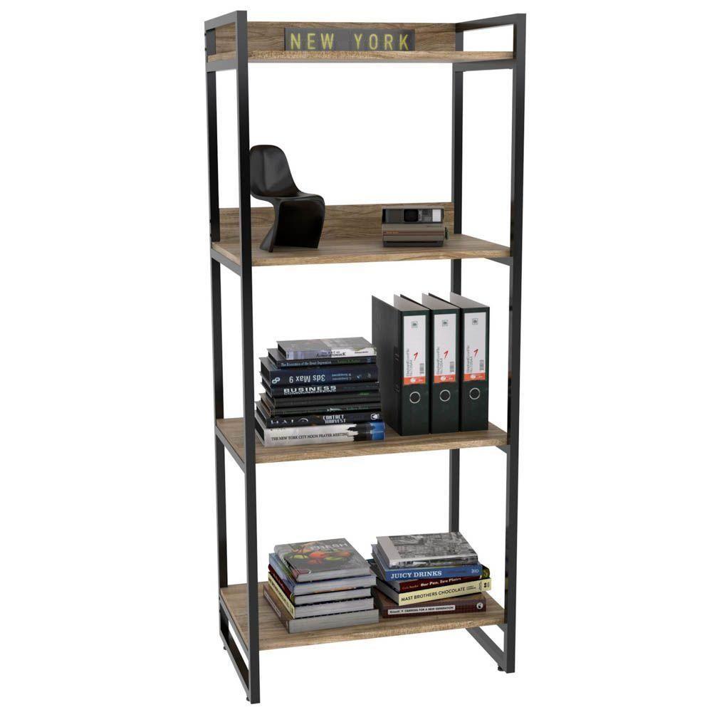 Kit Mesa Para Escritório Com Estante 120 Cm Carvalho - 9