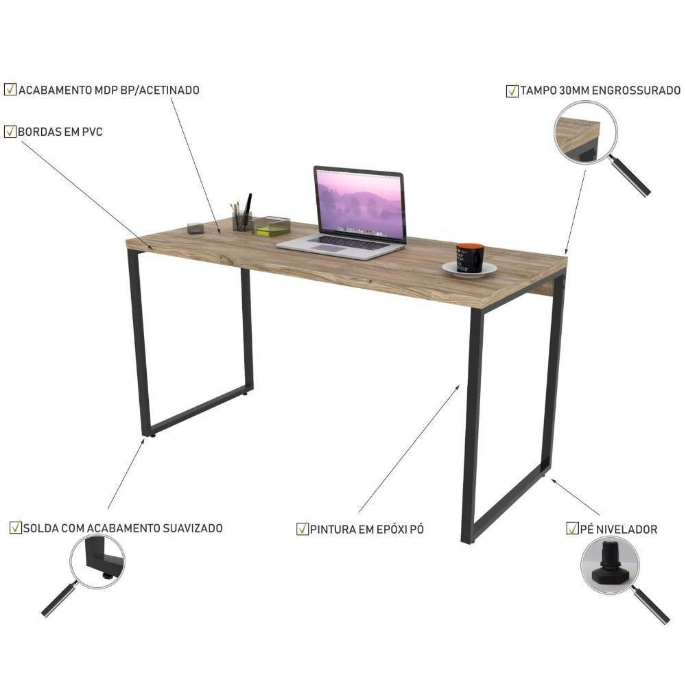 Kit Mesa Para Escritório Com Estante 135 Cm Carvalho - 4