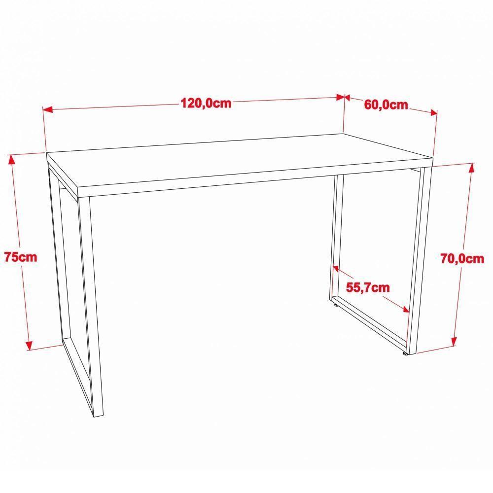 Kit Mesa Para Escritório Com Estante 120 Cm Nogal - 3
