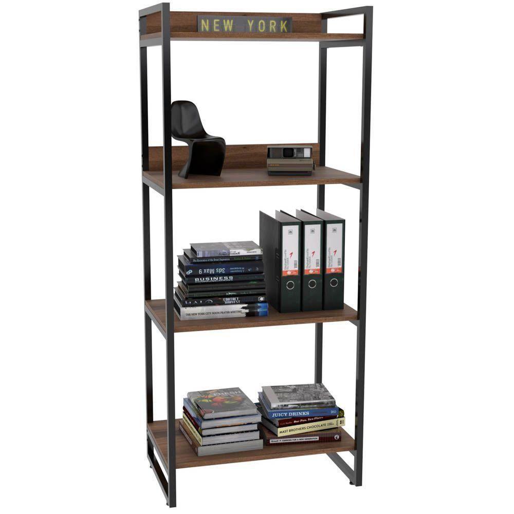 Kit Mesa Para Escritório Com Estante 120 Cm Nogal - 6