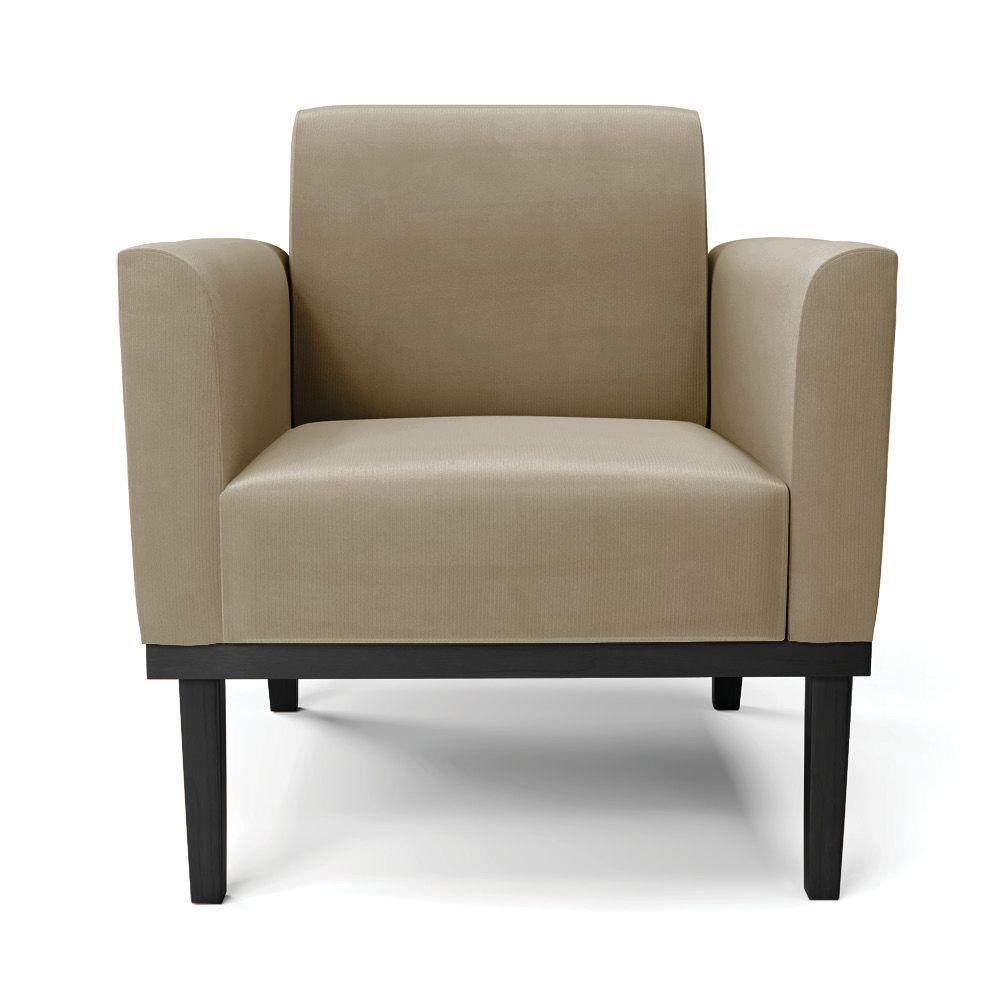 Poltrona Decorativa Pés Fixo Em Madeira Preto Suede Nude - 3