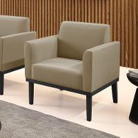 Poltrona Decorativa Pés Fixo Em Madeira Preto Suede Nude - 5