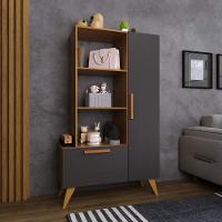 Estante Multiuso 80cm 1 Porta 1 Gaveta Atenas Fidelitá Freijó/chumbo - 1