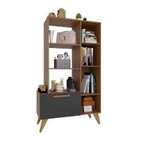 Estante Multiuso 80cm 1 Porta 1 Gaveta Atenas Fidelitá Freijó/chumbo - 2