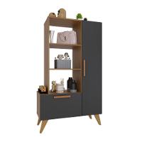 Estante Multiuso 80cm 1 Porta 1 Gaveta Atenas Fidelitá Freijó/chumbo - 3