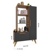 Estante Multiuso 80cm 1 Porta 1 Gaveta Atenas Fidelitá Freijó/chumbo - 5