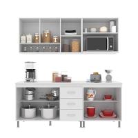 Cozinha Modulada Compacta Fidelitá Viena 4 Peças 190cm 9 Portas 3 Gavetas Com Tampo Branco - 7