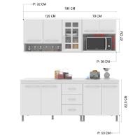 Cozinha Modulada Compacta Fidelitá Viena 4 Peças 190cm 9 Portas 3 Gavetas Com Tampo Branco - 8