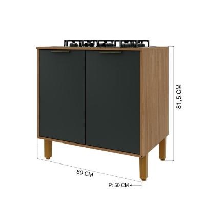 Balcão De Cozinha 80cm 2 Portas Xangai Freijó/chumbo