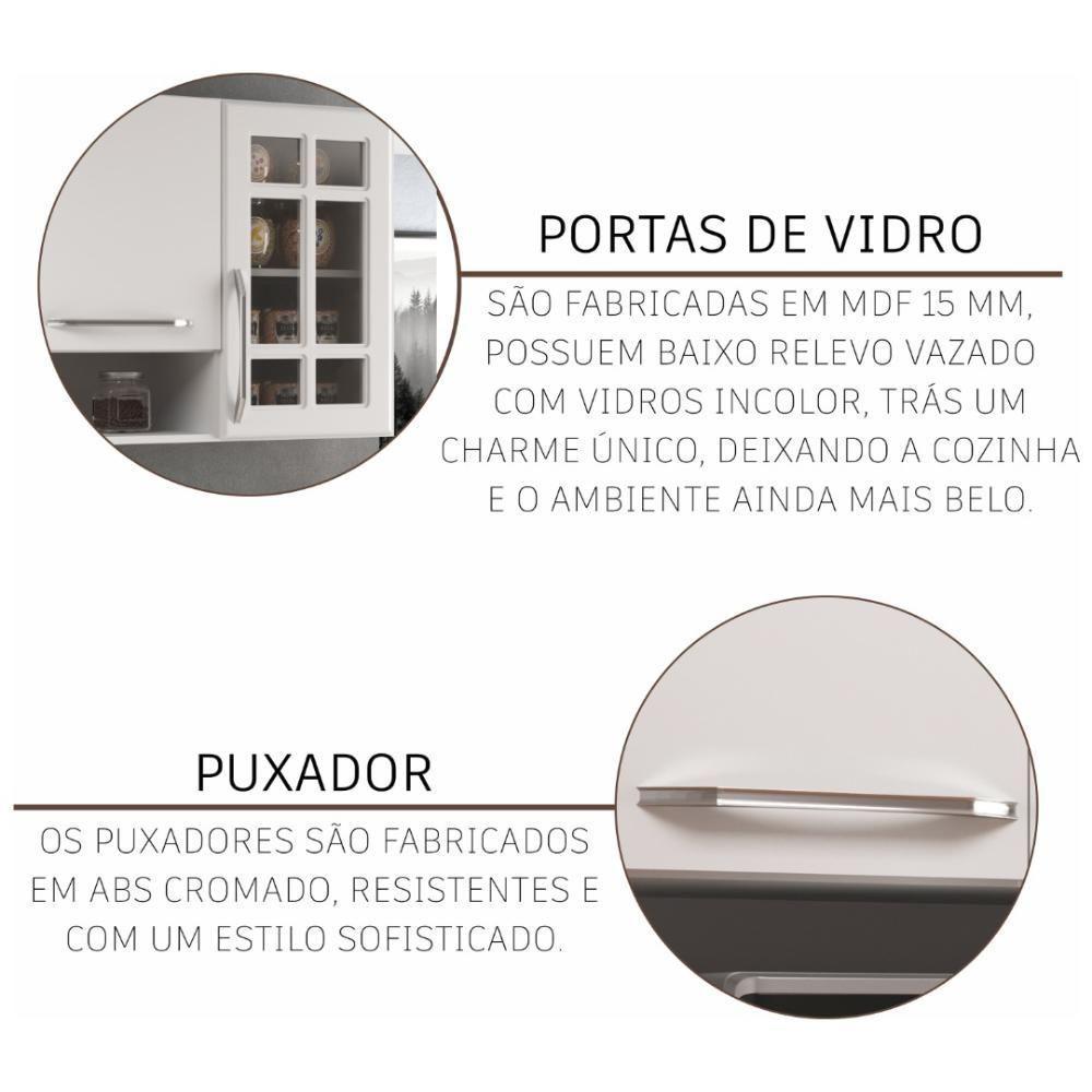 Cozinha Modulada Compacta Fidelitá Viena 4 Peças 260cm 11 Portas 3 Gavetas Com Tampo Branco - 4