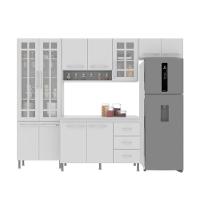 Cozinha Modulada Compacta Fidelitá Viena 4 Peças 260cm 11 Portas 3 Gavetas Com Tampo Branco - 6