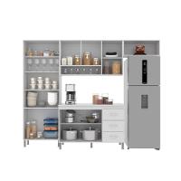 Cozinha Modulada Compacta Fidelitá Viena 4 Peças 260cm 11 Portas 3 Gavetas Com Tampo Branco - 7