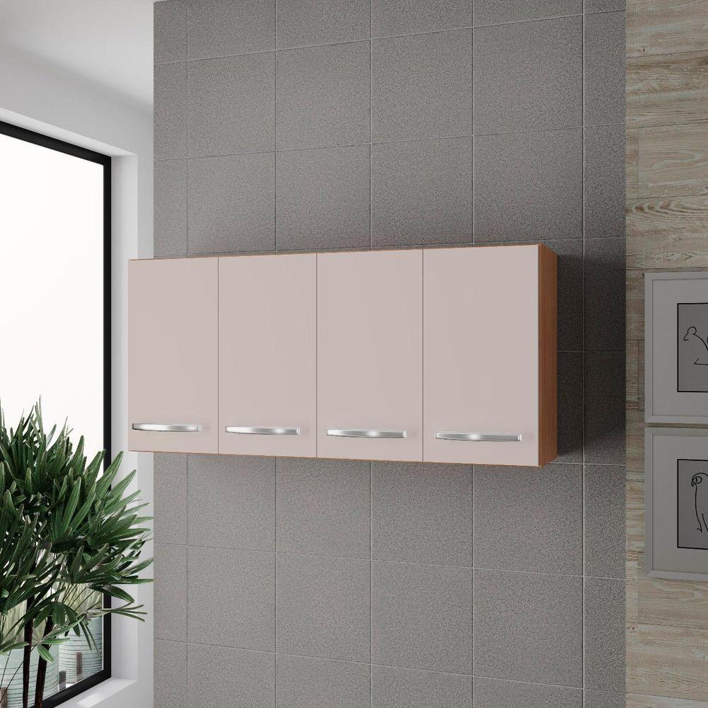 Armário Aéreo De Cozinha 1,20m Com 4 Portas Mara Savana/off White - Moblis - 2