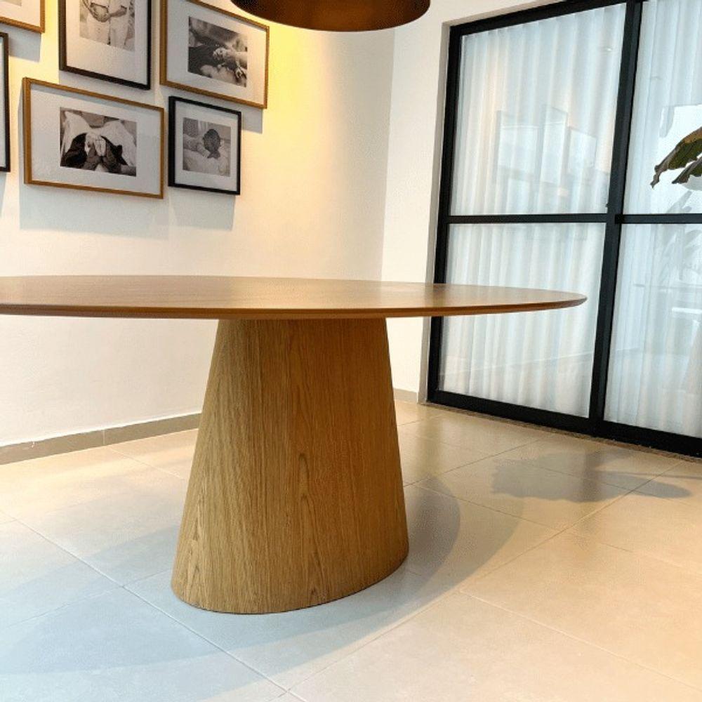 Mesa De Jantar Cone Oval 150x90 Cm Tampo Freijó Base Freijó Cor Marrom - 4