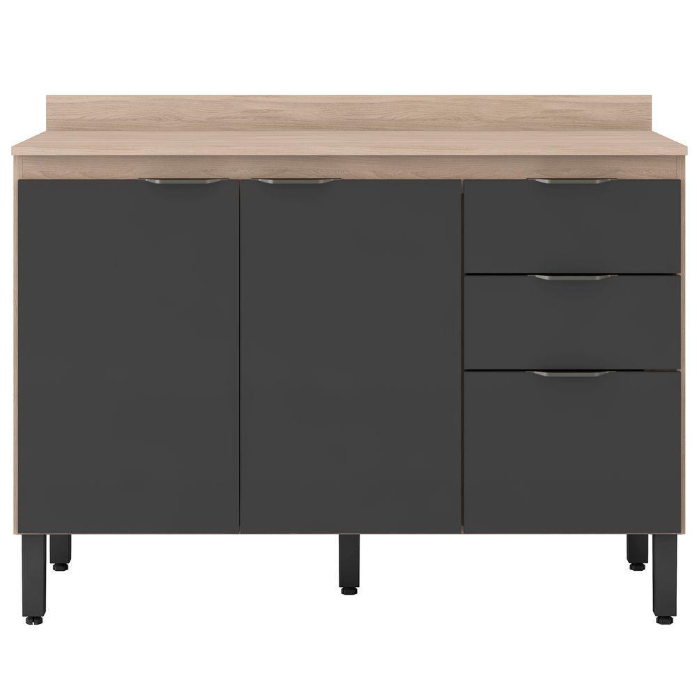 Balcão Para Pia 120cm Com Tampo Firenze Avena/grafito - Demóbile - 1