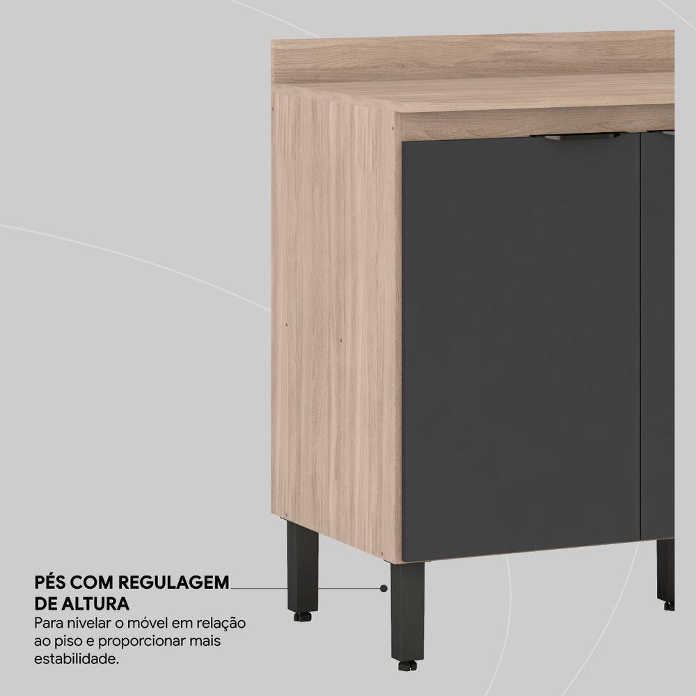 Balcão Para Pia 120cm Com Tampo Firenze Avena/grafito - Demóbile - 6