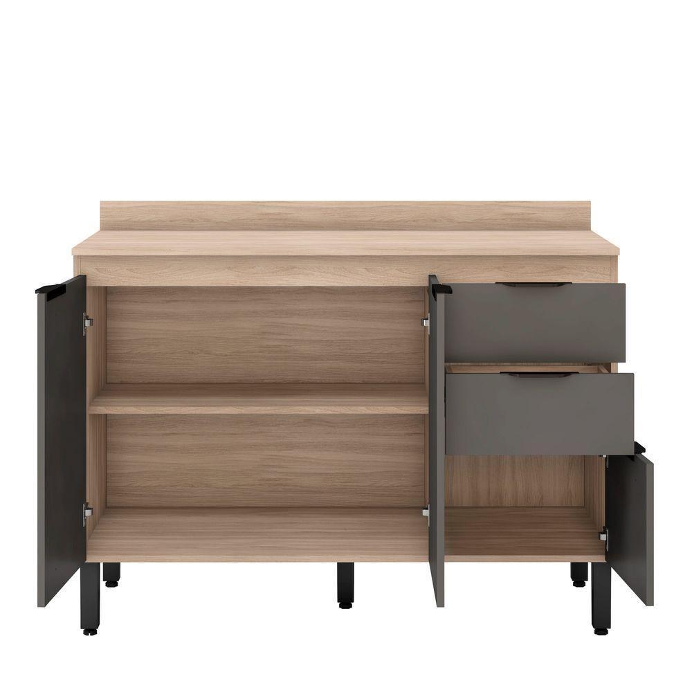 Balcão Para Pia 120cm Com Tampo Firenze Avena/grafito - Demóbile - 7