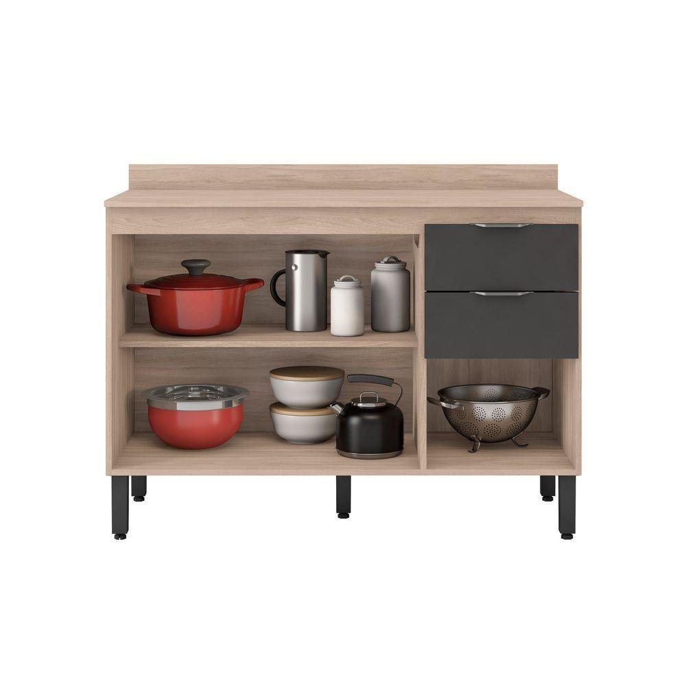 Balcão Para Pia 120cm Com Tampo Firenze Avena/grafito - Demóbile - 10