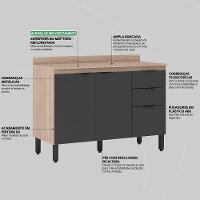 Balcão Para Pia 120cm Com Tampo Firenze Avena/grafito - Demóbile - 2