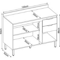 Balcão Para Pia 120cm Com Tampo Firenze Avena/grafito - Demóbile