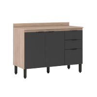 Balcão Para Pia 120cm Com Tampo Firenze Avena/grafito - Demóbile - 8