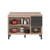 Balcão Para Pia 120cm Com Tampo Firenze Avena/grafito - Demóbile - 10