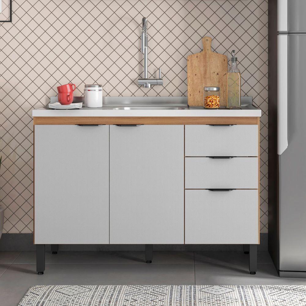 Balcão Para Pia 120cm Sem Tampo Firenze Amendola Touch/nude Prime Tx - Demóbile - 9