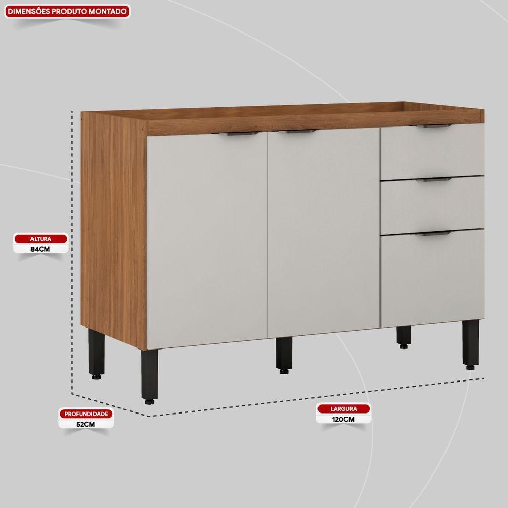 Balcão Para Pia 120cm Sem Tampo Firenze Amendola Touch/nude Prime Tx - Demóbile - 10