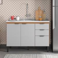 Balcão Para Pia 120cm Sem Tampo Firenze Amendola Touch/nude Prime Tx - Demóbile - 9