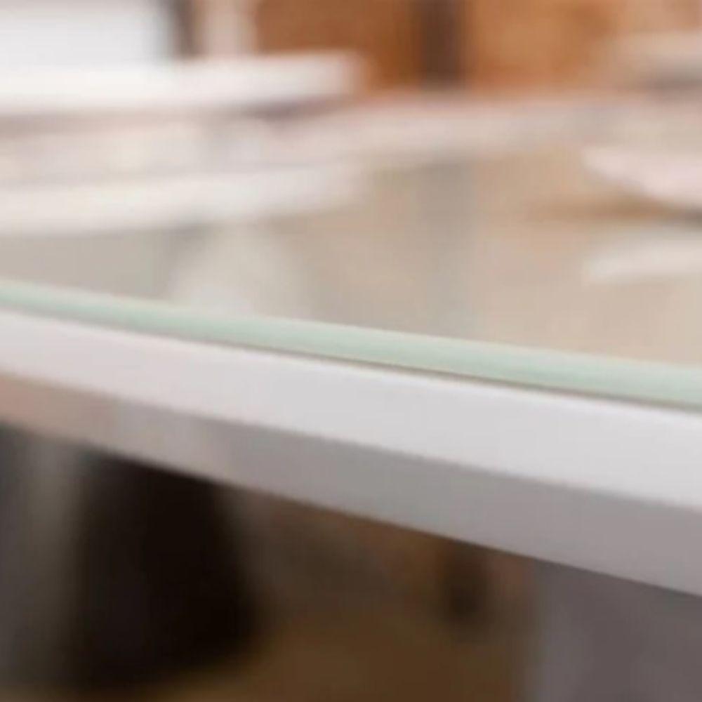 Mesa De Jantar Cone Oval 140x90 Cm Tampo Laca + Vidro Branca Base Branca Cor Branco - 2