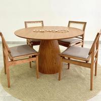 Mesa De Jantar Cone Balonê Redonda 140 Cm Tampo Freijó Base Freijó Cor Marrom - 2