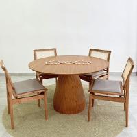 Mesa De Jantar Cone Balonê Redonda 140 Cm Tampo Freijó Base Freijó Cor Marrom