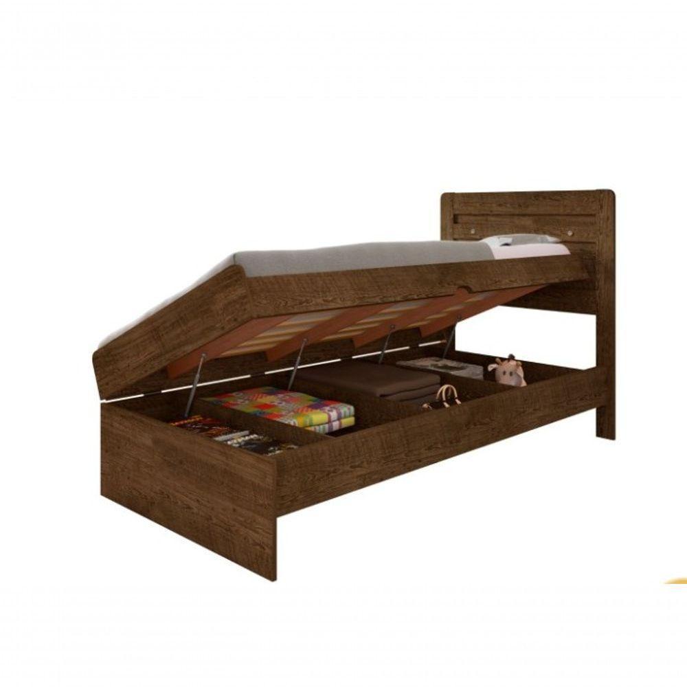 Cama Solteiro Com Bau Framar Larissa MDF/MDP Malbec - 1