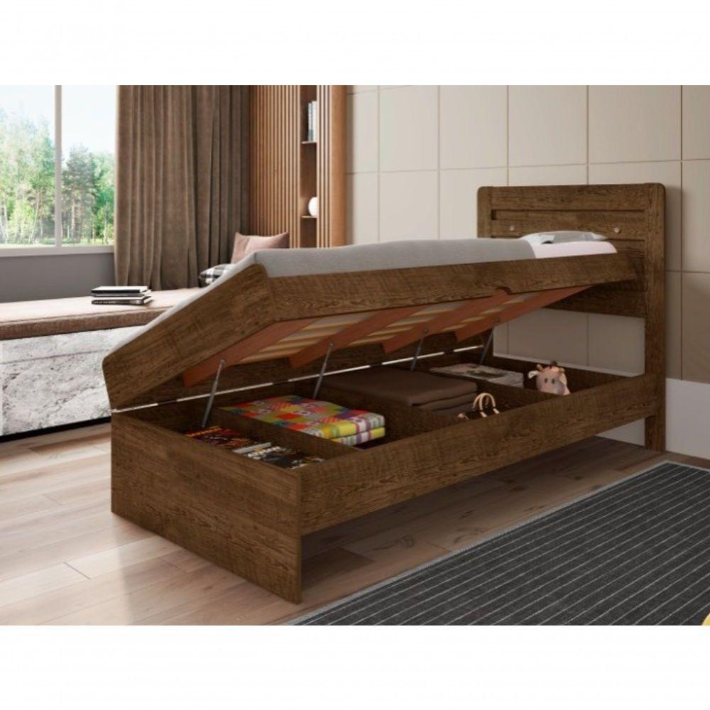 Cama Solteiro Com Bau Framar Larissa MDF/MDP Malbec - 3
