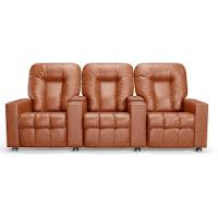 Poltrona Do Papai Reclinável 3 Lugares Sala De Cinema Arsenal Manual Pu Camel - 1