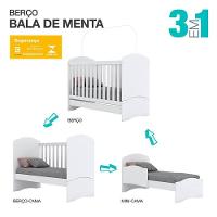Berço Nacional Bala De Menta E Cômoda Infantil Pique-esconde Branco Com Colchão Ortobom - 3
