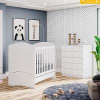 Berço Nacional Bala De Menta E Cômoda Infantil Pique-esconde Branco Com Colchão Gazin - 2