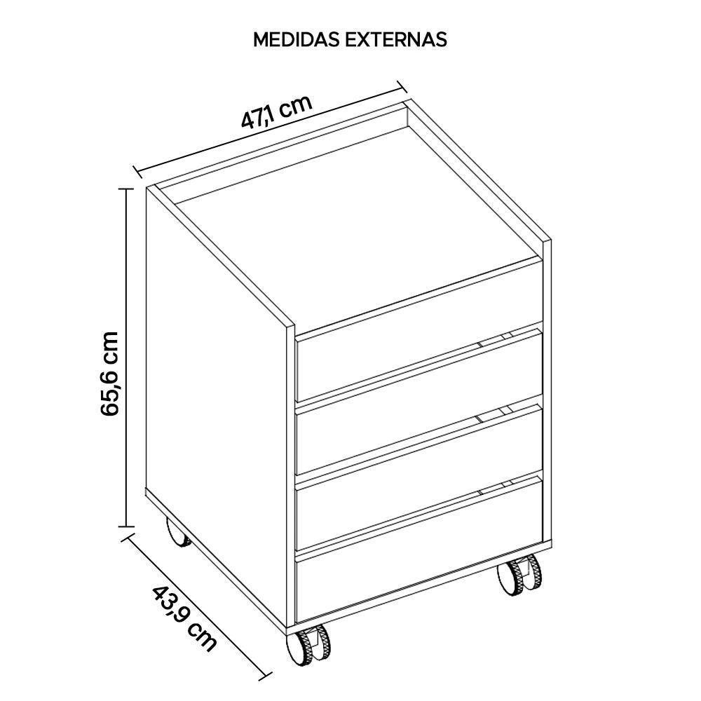 Gaveteiro Organizador Para Escritório 4 Gavetas Caemmun - 2