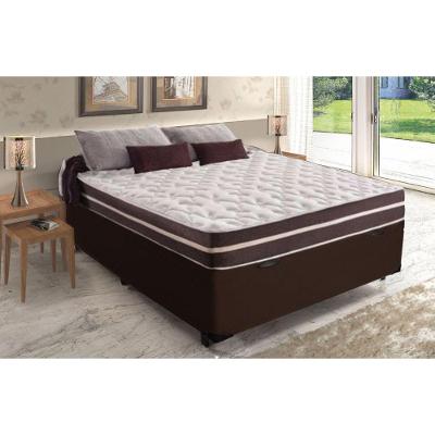 Cama Box Baú Casal + Colchão De Molas Colchões Classic Superlastic 138x188x64 Marrom